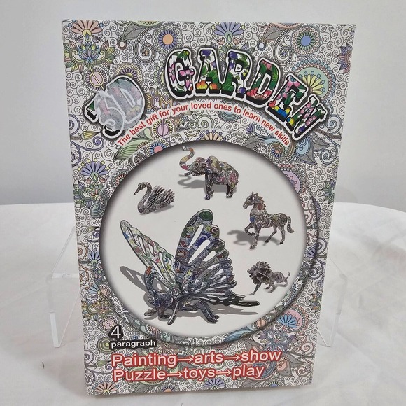 ddmy.ink Other - NIB 3D Garden Art Puzzle Set Includes 4 Puzzles & Pens Model # 8885A-D
